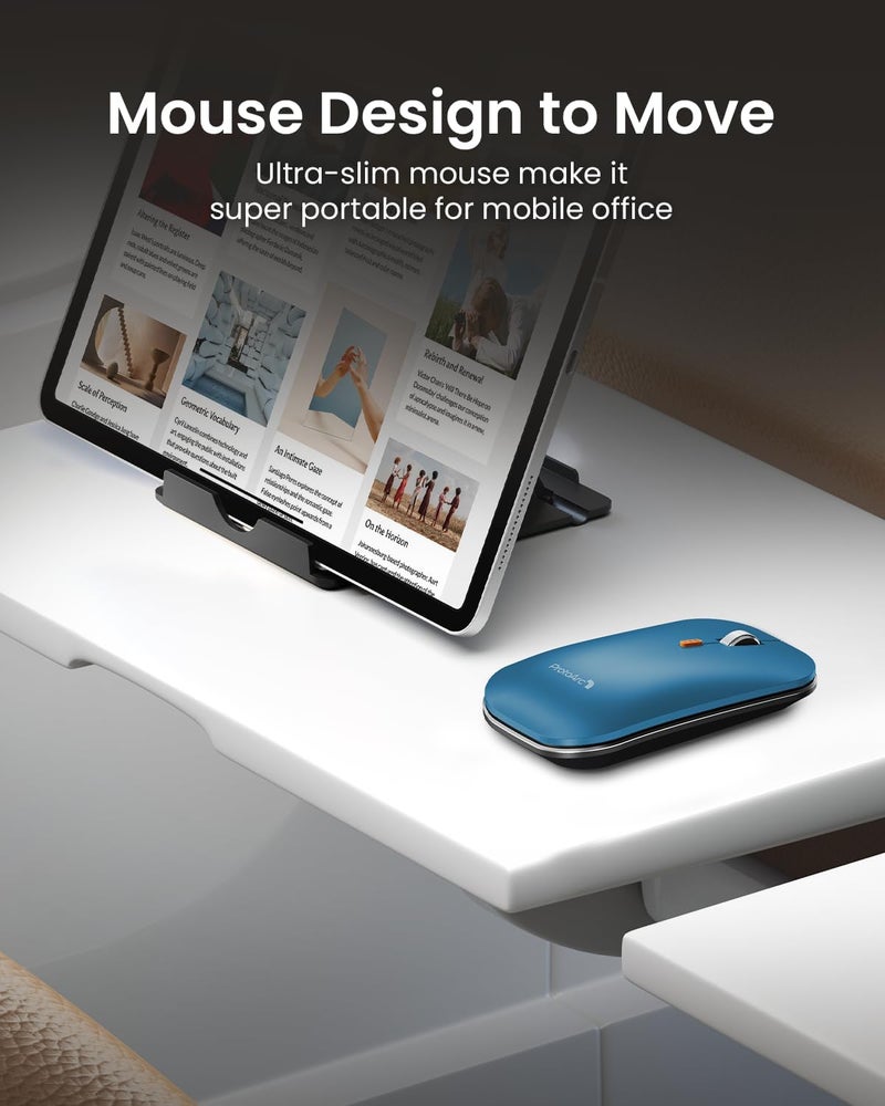 ProtoArc Foldable Keyboard and Mouse, XKM01 True Full-Size Folding Wireless Keyboard Mouse Combo for Business Travel, a Portable Office Suite On-The-Go, Compatible with Laptop iPad Tablet - Blue - Image 5